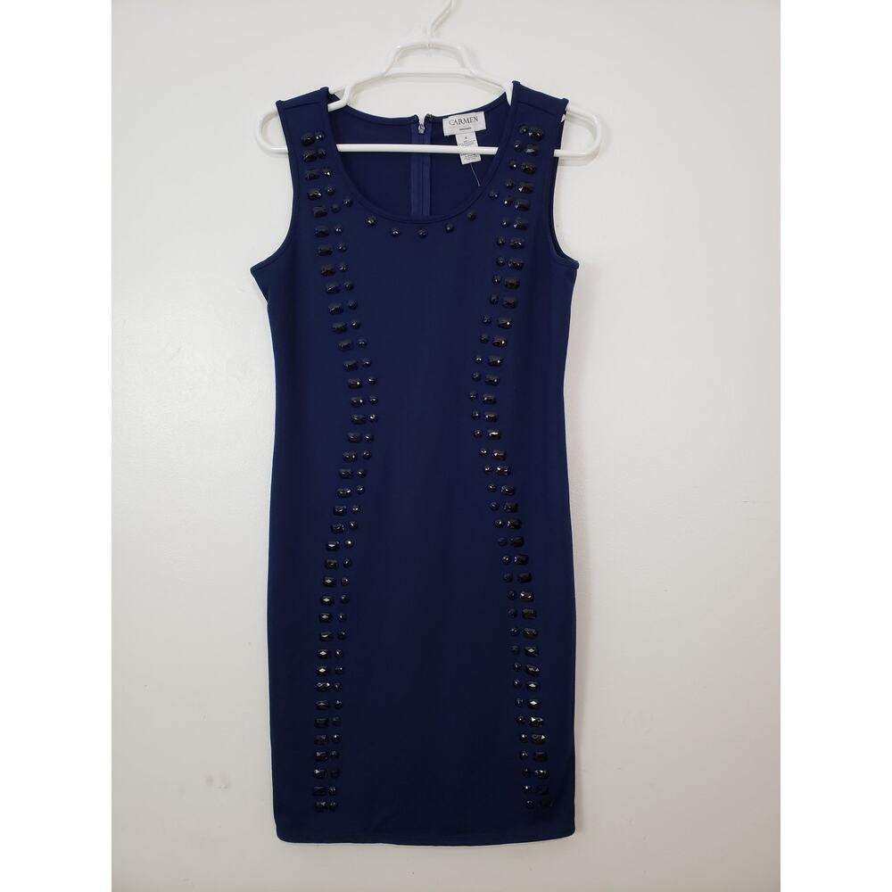 (Ma) Y2K Carmen Marc Valvo Women's Dress Size S Jeweled Corpcore Office Siren